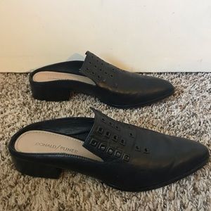 Donald j. Pliner black leather studded mules